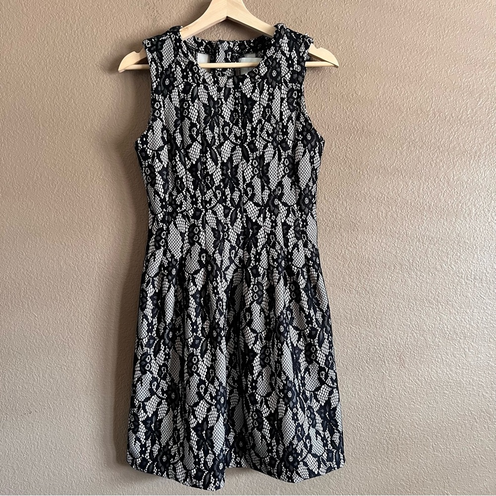 Anthropologie HD in Paris Black Overlay Lace Mini Dress Size Small Petite